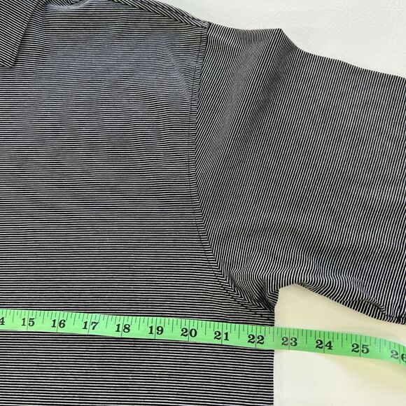 Peter Millar Mens Shirt Large Black White Stripe Pullover Polo Shirt Pink Button - Picture 6 of 8